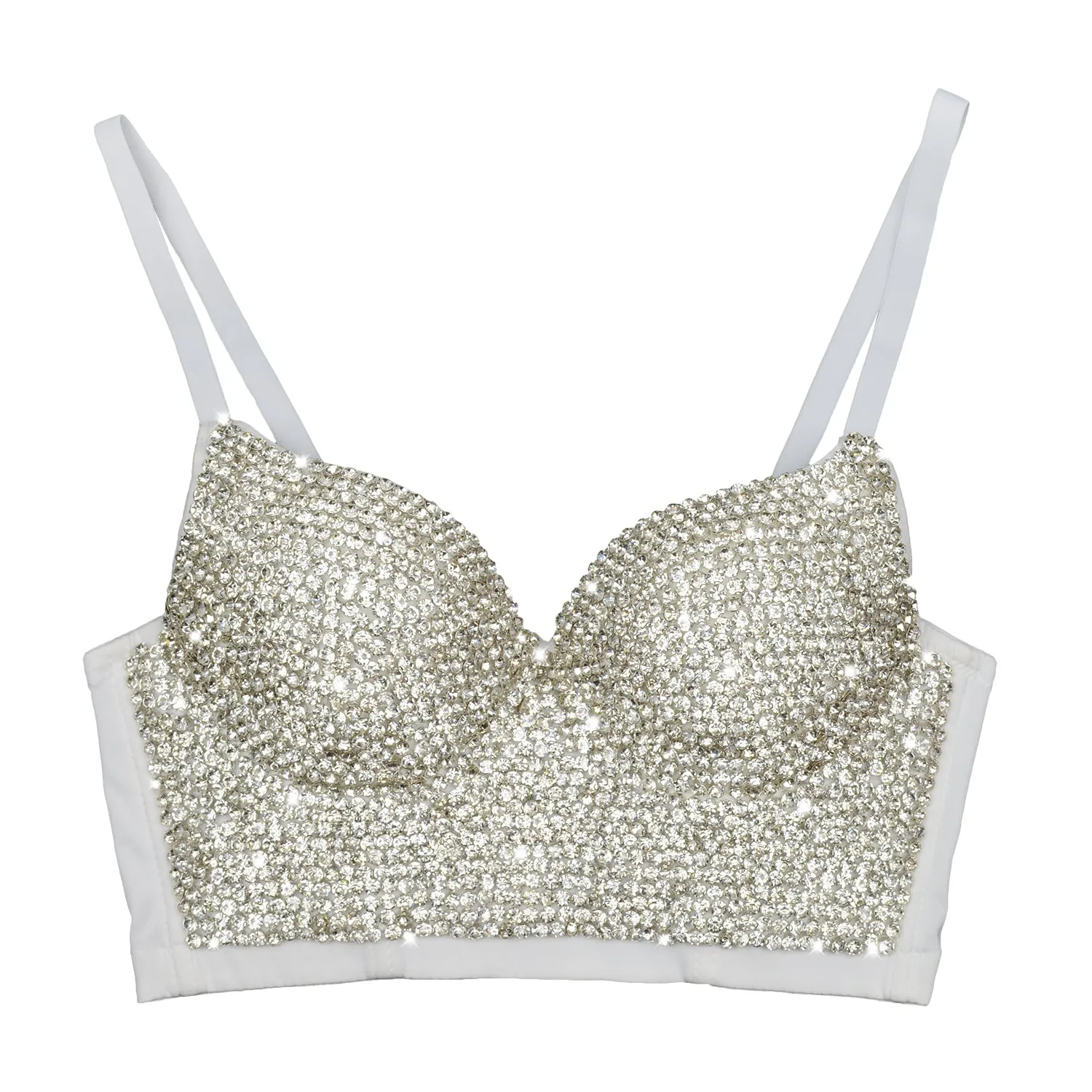 Women's Rhinestone Diamond Bustier Crop Top Bra